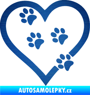 Samolepka Tlapky love 006 levá škrábaný kov modrý