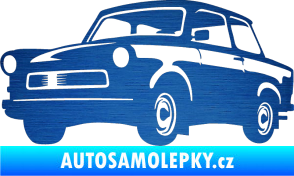 Samolepka Trabant karikatura levá škrábaný kov modrý