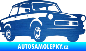 Samolepka Trabant karikatura pravá škrábaný kov modrý