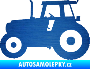 Samolepka Traktor 001 levá škrábaný kov modrý