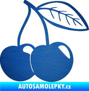 Samolepka Třešně 003 pravá škrábaný kov modrý