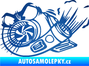 Samolepka Turbo 003 levá angry škrábaný kov modrý
