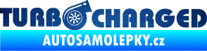 Samolepka Turbo charged nápis škrábaný kov modrý