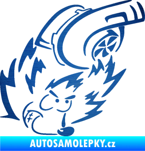 Samolepka Turbo ježek pravá škrábaný kov modrý