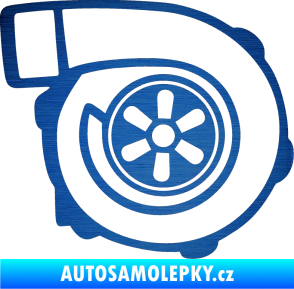 Samolepka Turbo silueta 001  pravá škrábaný kov modrý
