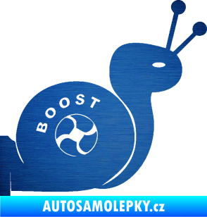 Samolepka Turbo šnek 003 pravá škrábaný kov modrý