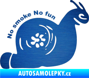 Samolepka Turbo šnek 005 no smoke no fun pravá škrábaný kov modrý