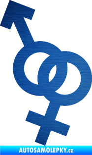 Samolepka Ty a já 001 symbol pro muže a ženu škrábaný kov modrý