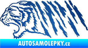 Samolepka Tygr 004 levá škrábaný kov modrý