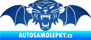 Samolepka Tygr s křídly škrábaný kov modrý