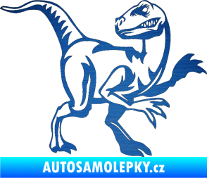 Samolepka Tyrannosaurus Rex 003 pravá škrábaný kov modrý