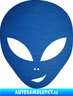 Samolepka UFO 003 pravá škrábaný kov modrý