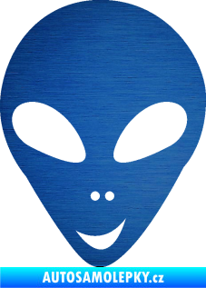 Samolepka UFO 004 levá škrábaný kov modrý