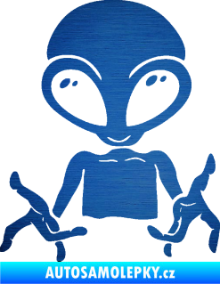 Samolepka UFO 006 levá škrábaný kov modrý