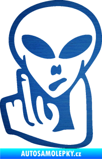 Samolepka UFO 008 levá škrábaný kov modrý