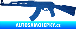 Samolepka Útočná puška AK 47 levá škrábaný kov modrý