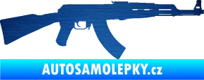 Samolepka Útočná puška AK 47 pravá škrábaný kov modrý