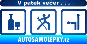 Samolepka V pátek večer  škrábaný kov modrý