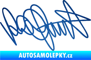 Samolepka Valentino Rossi podpis škrábaný kov modrý