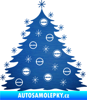 Samolepka Vánoční stromeček 001 škrábaný kov modrý
