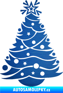 Samolepka Vánoční stromeček 002 škrábaný kov modrý