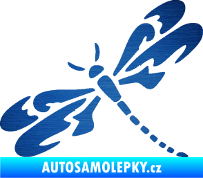 Samolepka Vážka 001 levá škrábaný kov modrý