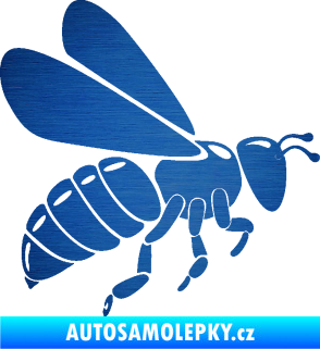 Samolepka Včela 001 pravá škrábaný kov modrý