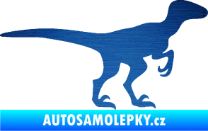 Samolepka Velociraptor 001 pravá škrábaný kov modrý