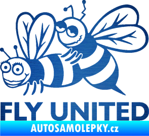 Samolepka Veselé vosy fly united levá škrábaný kov modrý