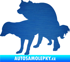 Samolepka Veselí pejsci levá škrábaný kov modrý