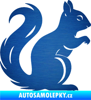 Samolepka Veverka 004 pravá škrábaný kov modrý