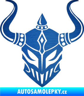 Samolepka Vikingská helma škrábaný kov modrý