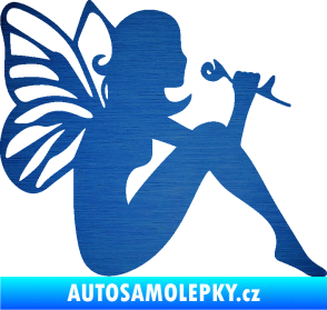 Samolepka Víla 001 pravá škrábaný kov modrý