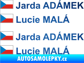 Samolepka Vlajka ČR se jménem škrábaný kov modrý