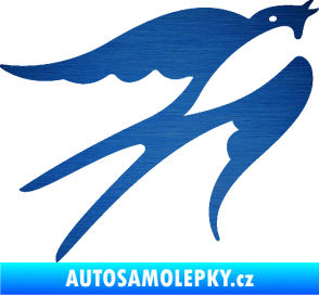 Samolepka Vlaštovka 003 pravá škrábaný kov modrý
