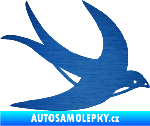 Samolepka Vlaštovka 004 pravá škrábaný kov modrý