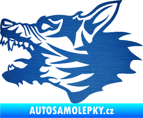 Samolepka Vlk 003 levá škrábaný kov modrý