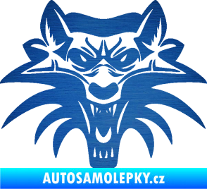 Samolepka Vlk 022 škrábaný kov modrý