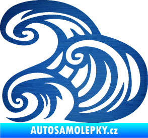 Samolepka Vlny 004 levá moře škrábaný kov modrý