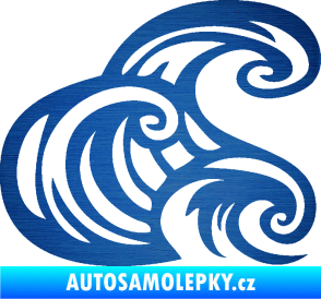 Samolepka Vlny 004 pravá moře škrábaný kov modrý