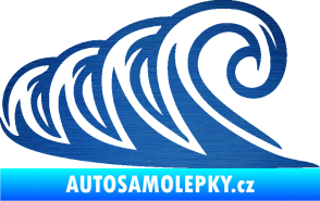 Samolepka Vlny 006 levá moře škrábaný kov modrý