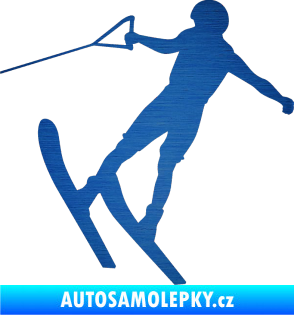 Samolepka Vodní lyže 001 levá škrábaný kov modrý