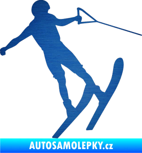 Samolepka Vodní lyže 001 pravá škrábaný kov modrý