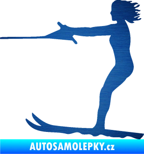 Samolepka Vodní lyže 002 levá škrábaný kov modrý