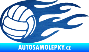 Samolepka Volejbalový míč 002 levá škrábaný kov modrý
