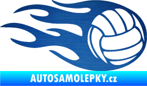 Samolepka Volejbalový míč 002 pravá škrábaný kov modrý