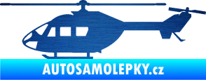Samolepka Vrtulník 001 levá helikoptéra škrábaný kov modrý