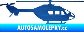 Samolepka Vrtulník 001 pravá helikoptéra škrábaný kov modrý