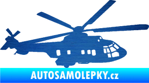 Samolepka Vrtulník 003 pravá helikoptéra škrábaný kov modrý