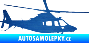 Samolepka Vrtulník 004 pravá helikoptéra škrábaný kov modrý